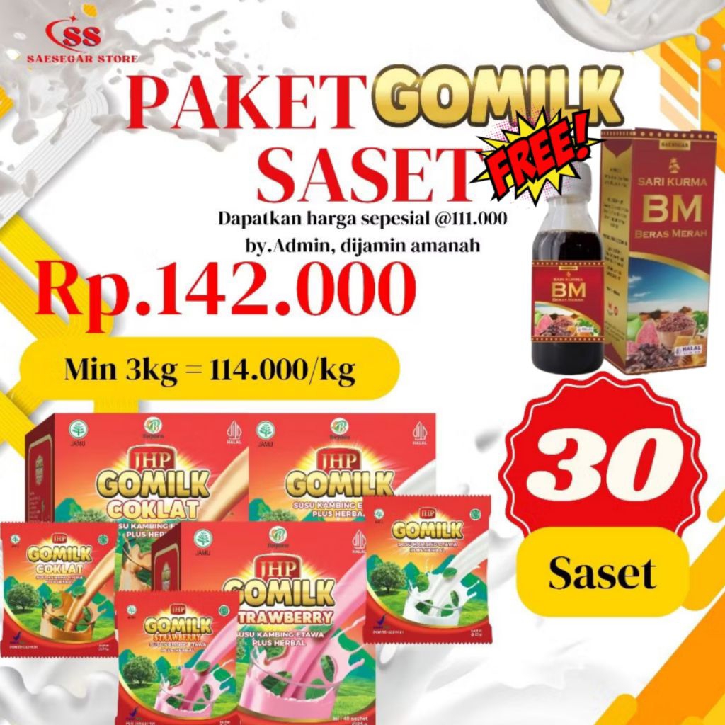 

Susu Kambing Etawa Gomilk Herbal Daun Kelor 1Kg 30 Sachet free Sari Kurma