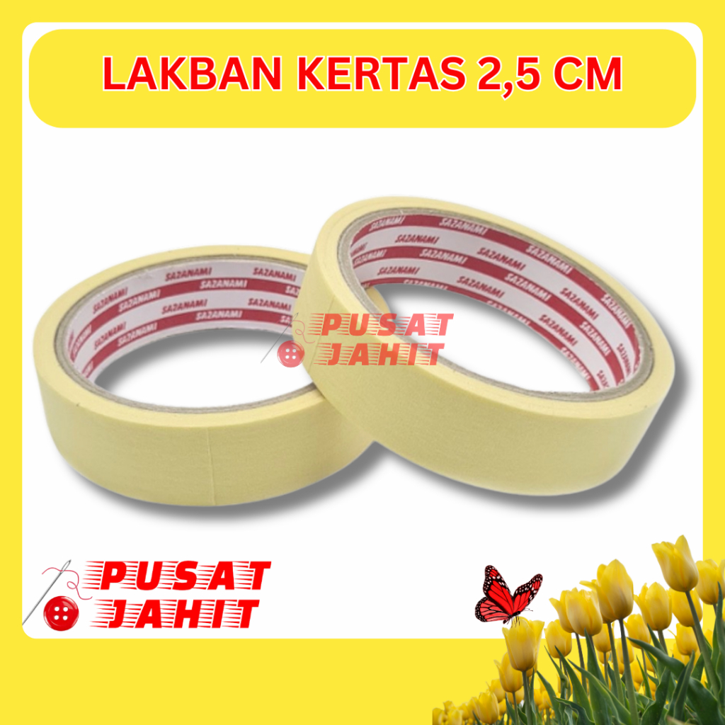

Lakban Kertas 1 inch / 2,5 cm - Lem Isolasi Kertas Masking Tape