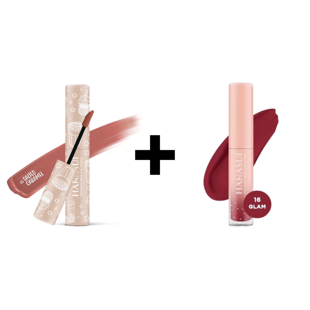PROMO PAKET OMBRE HANASUI MATTEDORABLE LIP CREAM + LIP CREAM BOBA (pilih shade via pesan)