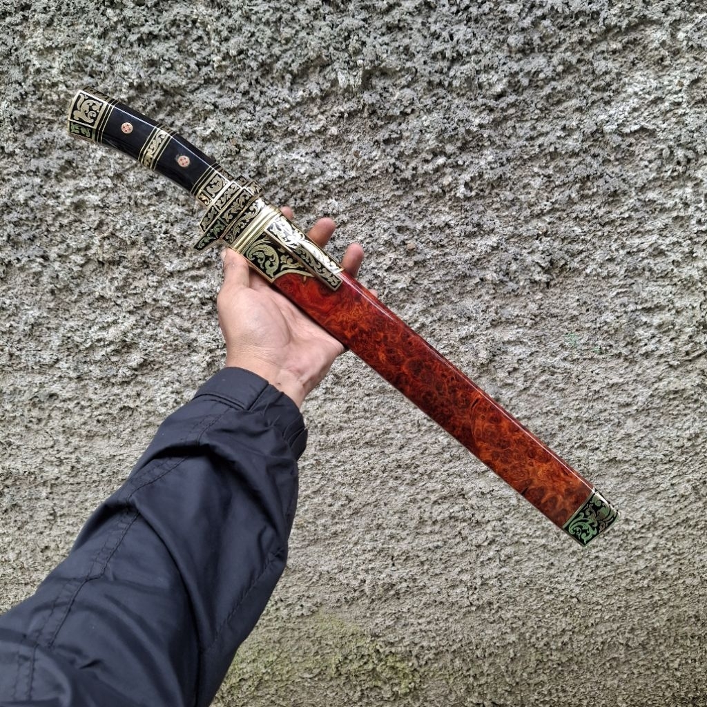 Pisau Sembelih super premium elmax steel burl amboyna handle tanduk kerbau