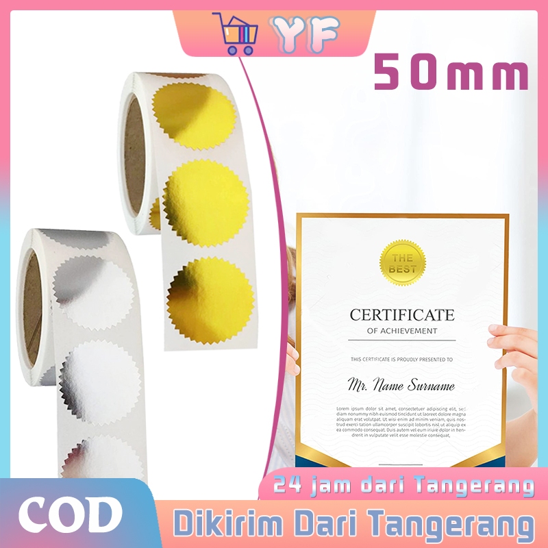 

250Pcs Sticker Emboss Custom Stiker Logo Gold Emboss Sertifikat Sticker Seal Untuk Emboss Stamp