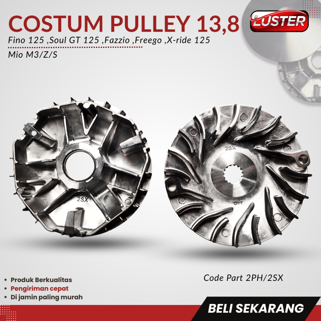 PULLEY CUSTOM MIO BUBUT 13`8 MIO 5VV/2SX RUMAH ROLLER MIO M3/Z/S/FAZZIO/SOUL/DLL RUMAH ROLLER MIO