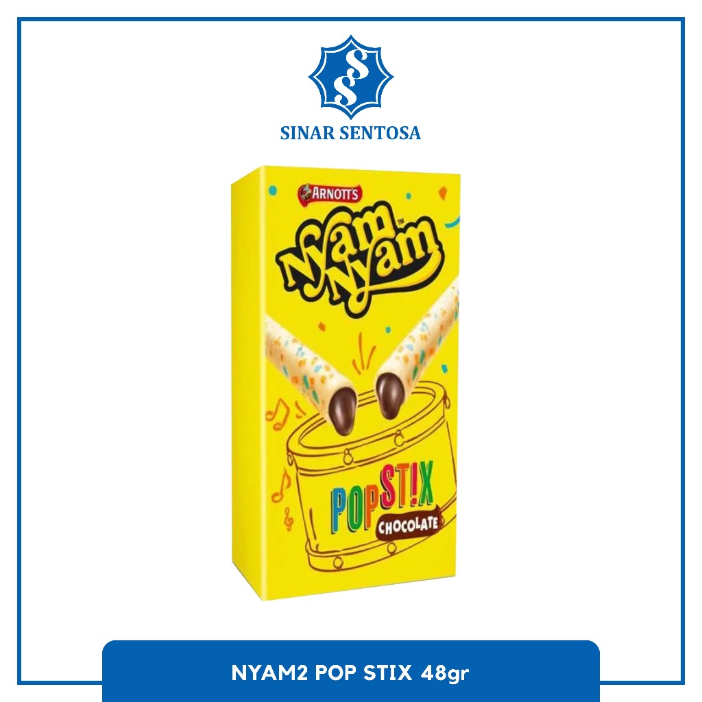 Nyam Nyam Pop Stix Chocolate 48gr – Snack Wafer Stik Isi Coklat Lezat