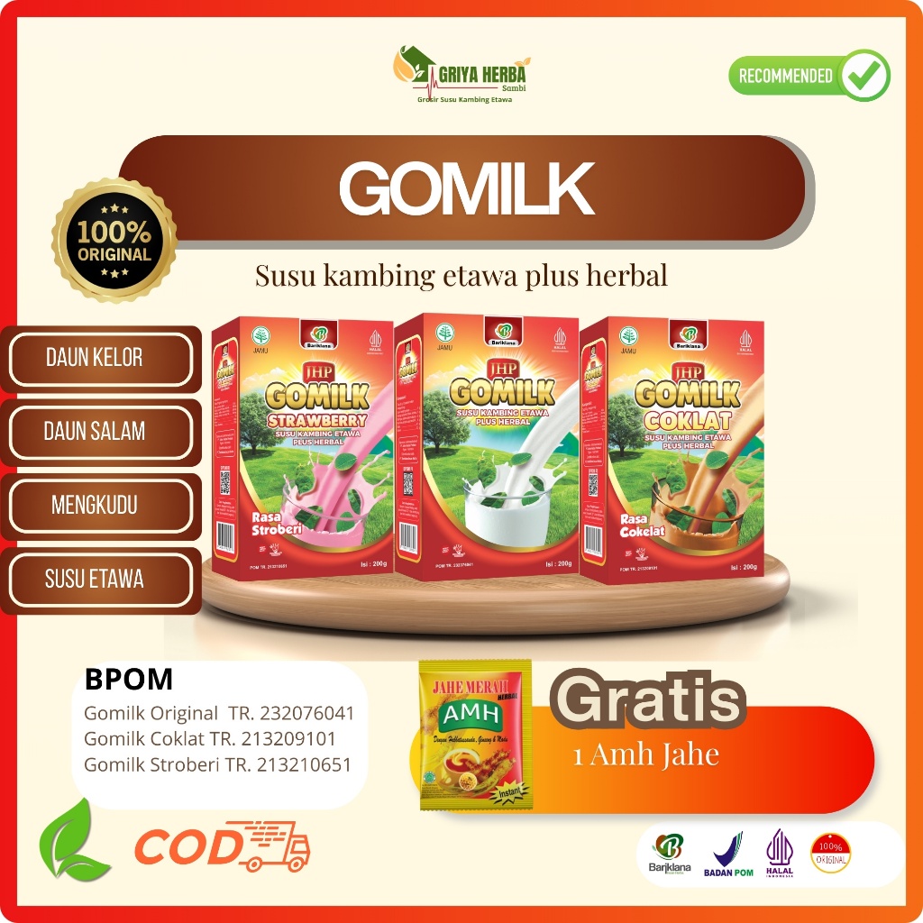 

GOMILK Susu Kambing Etawa Plus Herbal | Tinggi Kalsium, Baik Untuk Asam Lambung, Maag & Nafsu Makan