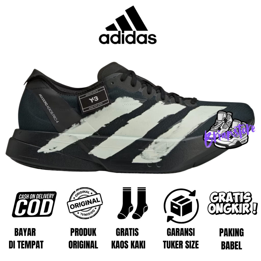 Sepatu Running Pria Adidas Adizero Adios Pro 4 Y 3 Yohji Yamamoto Black Off White Original