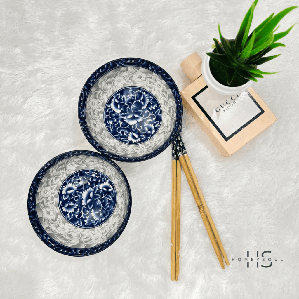 Mangkok Set Cantik Bunga Biru