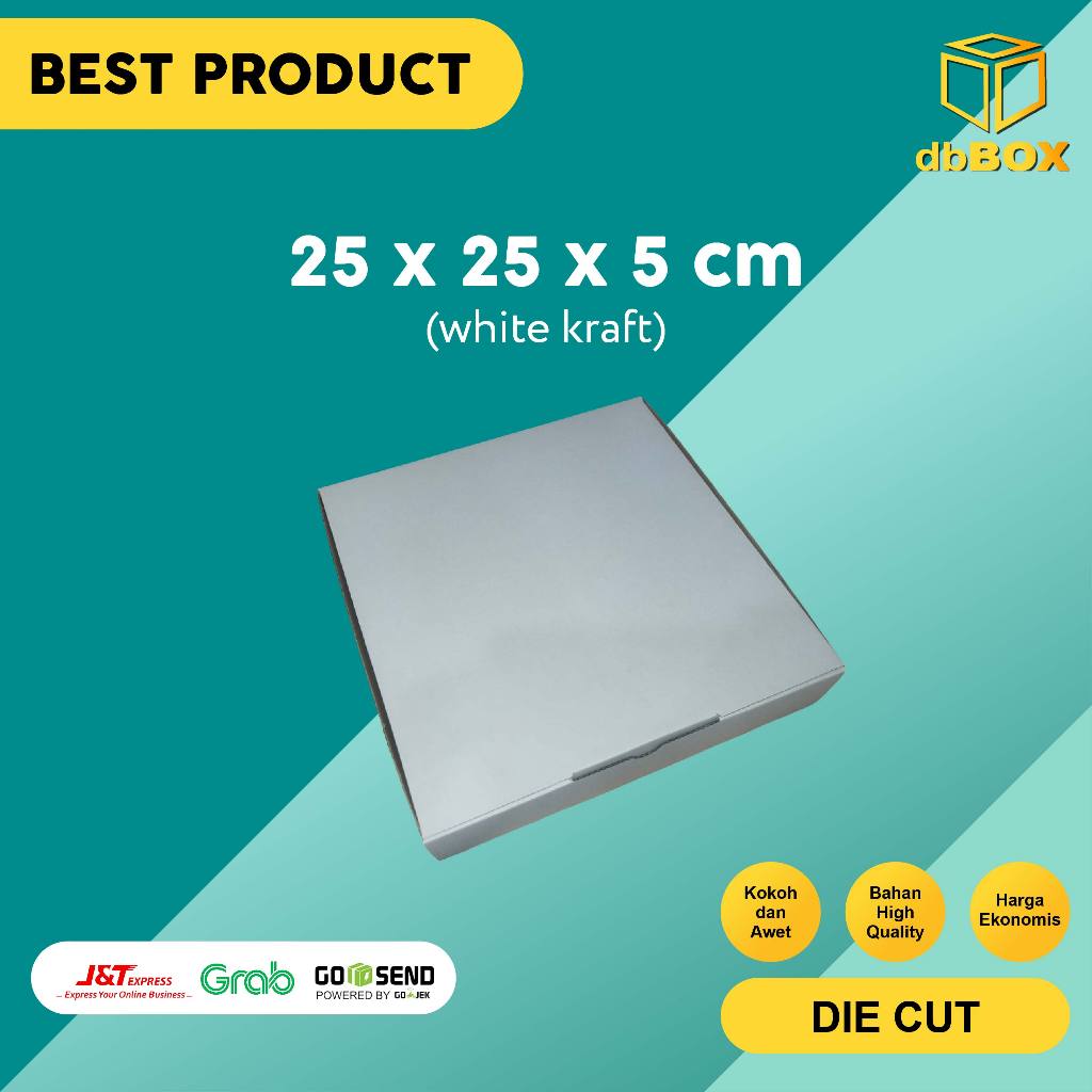 

( 10 Pcs ) Kardus WHITE KRAFT uk. 25x25x5 cm...Die Cut untuk kotak Aksesoris dll, model box pizza