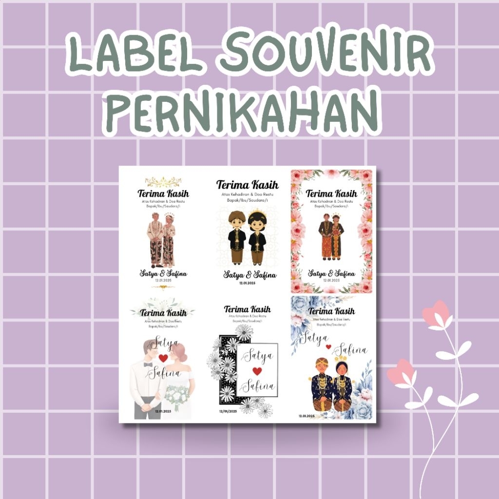 

LABEL / HANGTAG SOUVENIR PERNIKAHAN WEDDING / ISI 100 FREE CUTTING