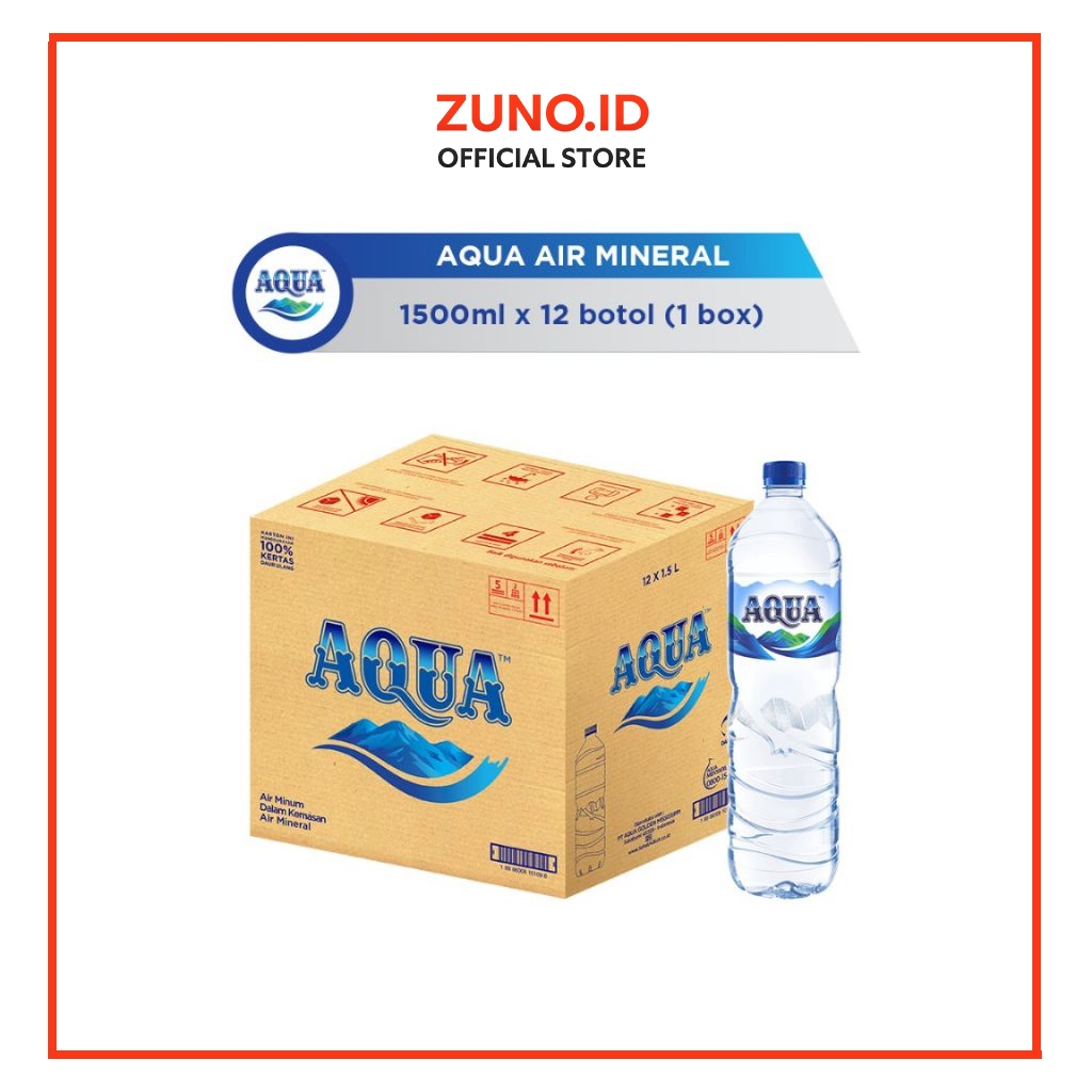 ZunoID Aqua Botol 1.5 Liter Air Mineral 1 Dus / Aqua 1.5 Liter 1 Dus