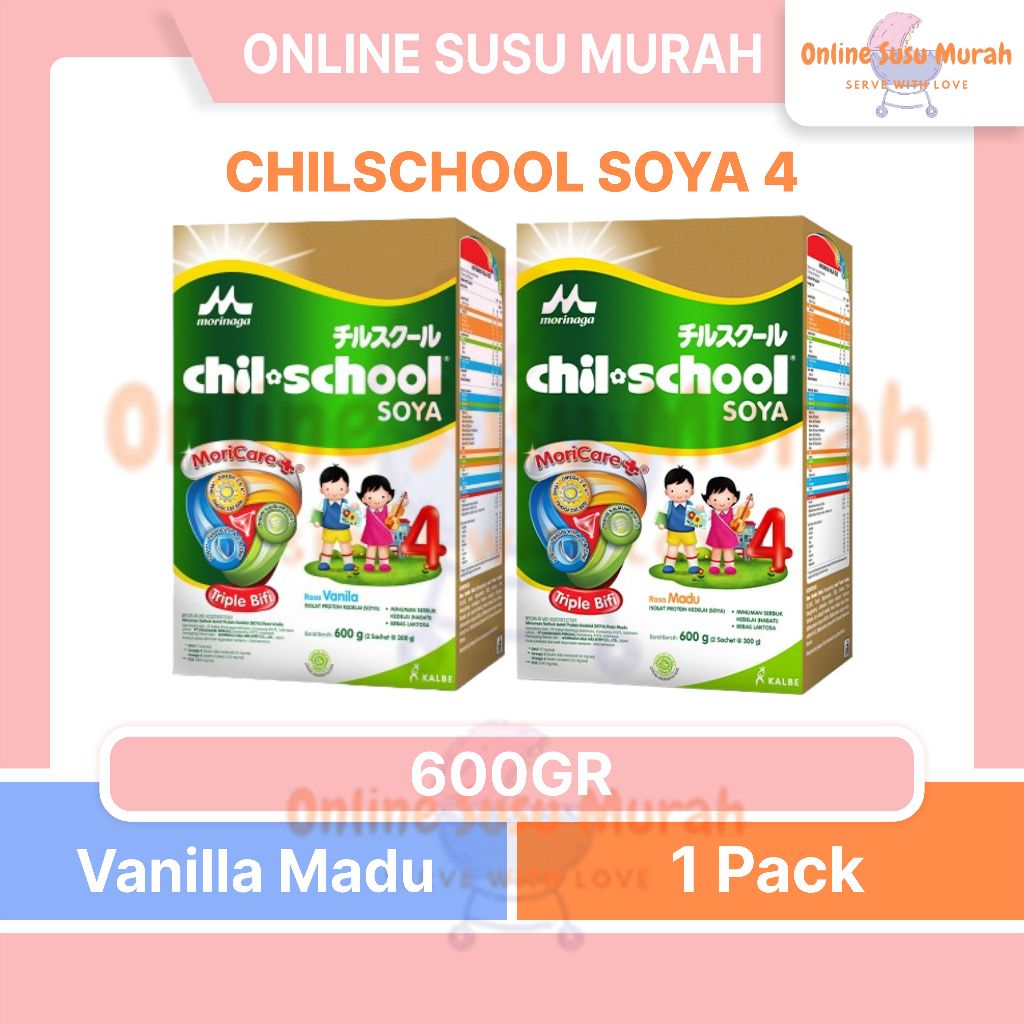 CHILSCHOOL SOYA 600GR VANILA MADU KEMASAN BARU CHIL SCHOOL 600 GR SUSU ALERGI SSKD