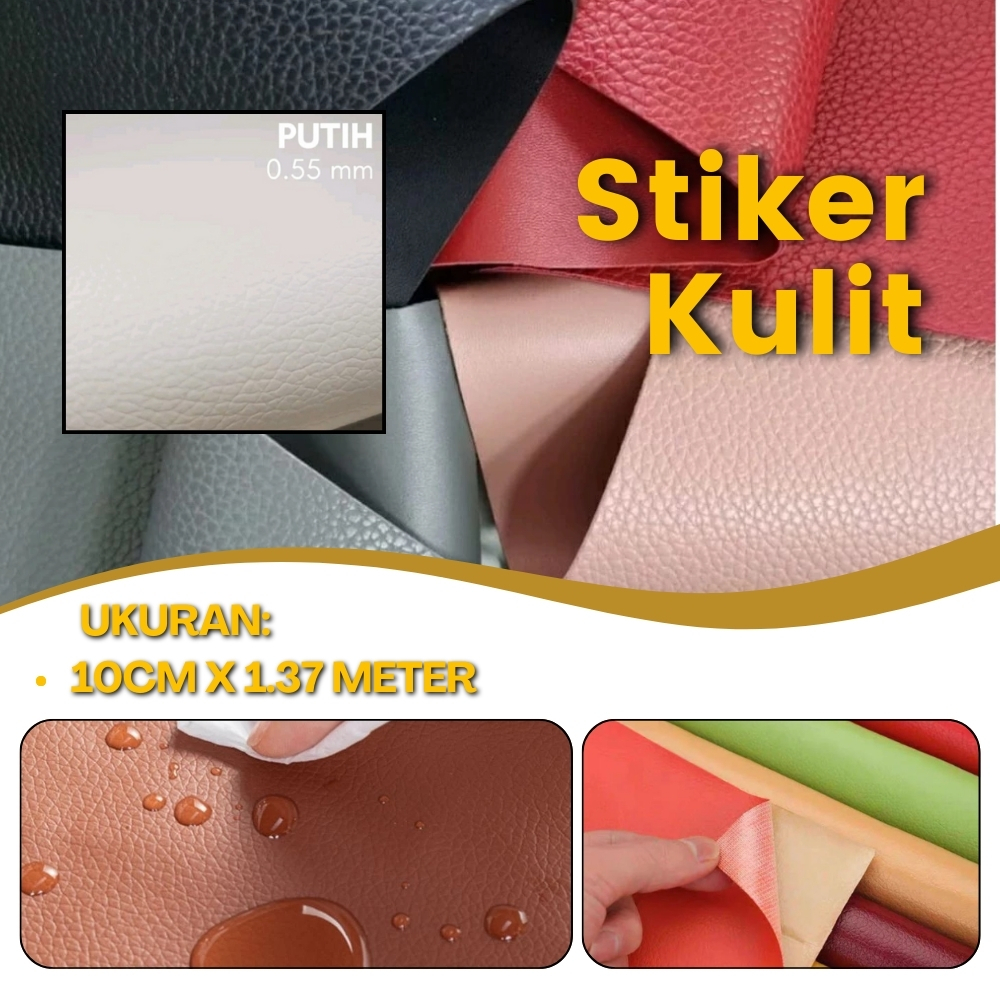 Wallpaper Sticker Kulit Sofa Pengganti Kulit Sobek Stiker Kulit Meteran Tebal Warna Putih Anti Air