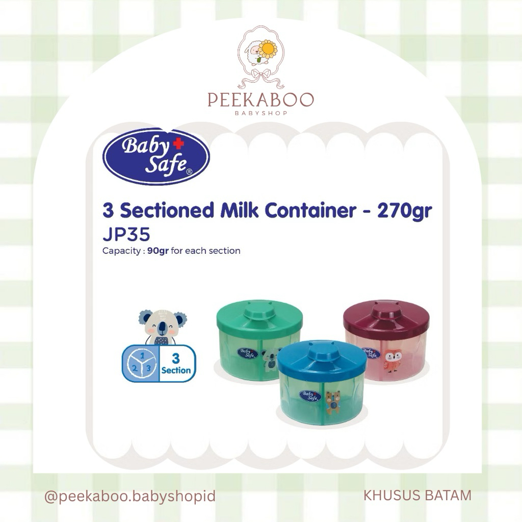 BabySafe - JP35 - Wadah Penyimpanan Susu Formula 90 gr| Toples Susu Formula | Kotak Susu Formula