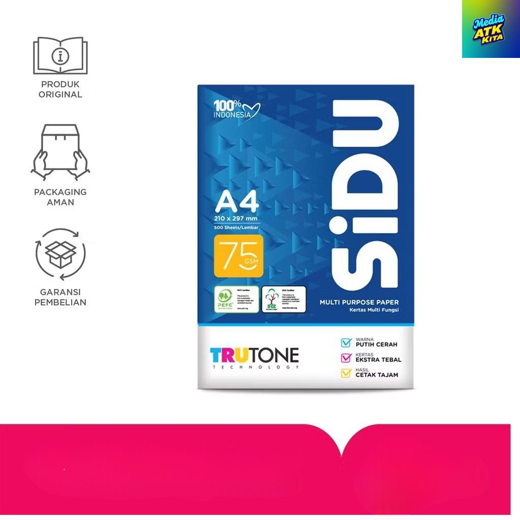

SIDU Kertas A4 75gsm 1 Rim (500 Lembar) Kertas HVS A4 Kertas Fotocopy / Rim