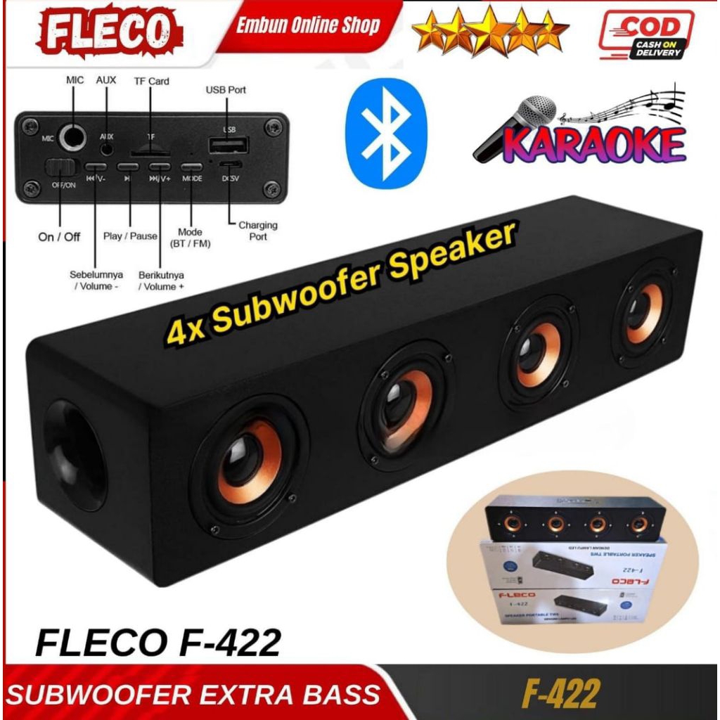 Soundbar F-422 Speaker Wireless theater audio, Stereo Subwoofer | FLECO F-422 Speaker Panjang Soundb