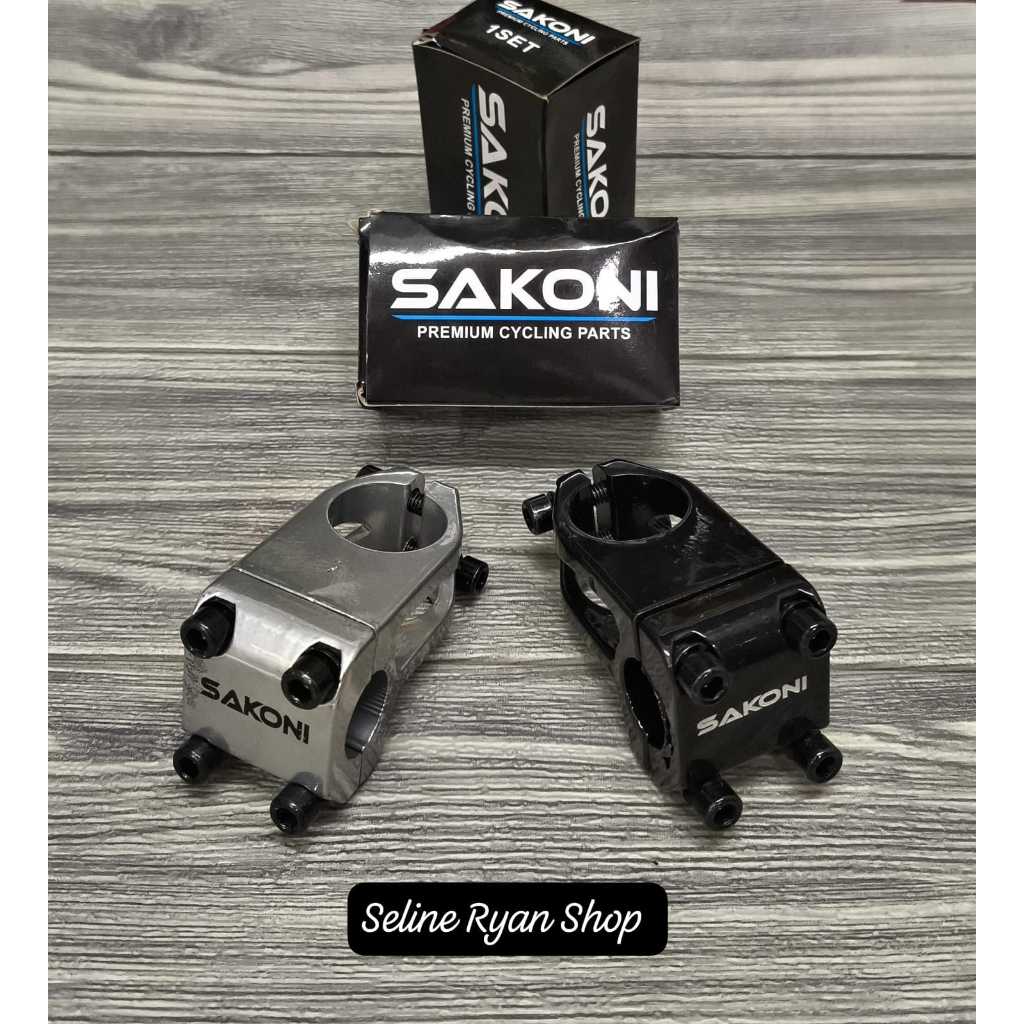 Stem Sepeda BMX 22.2mm - 28.6mm SAKONI / INTER Black & Silver