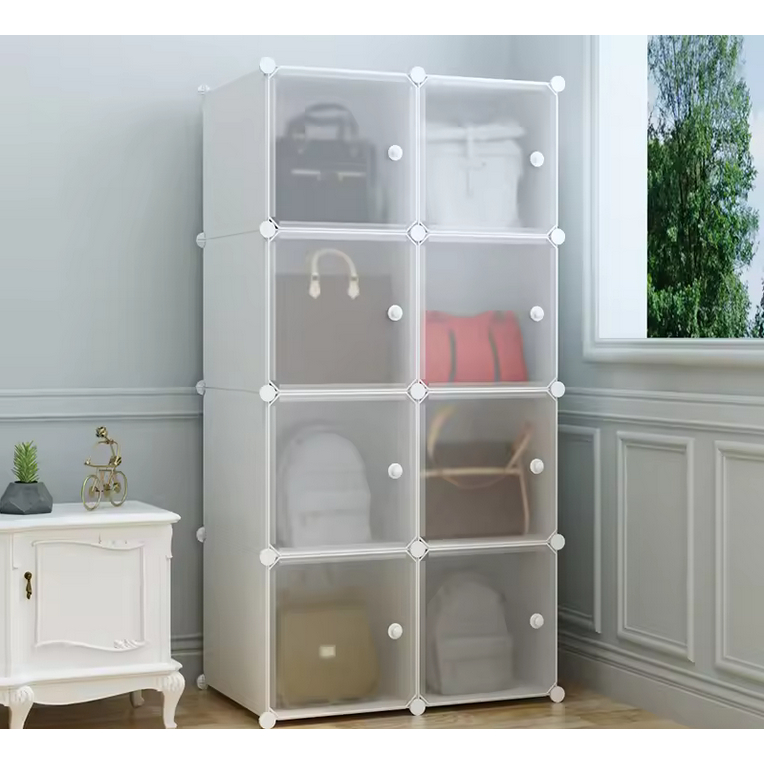 Lemari Tas Portable Serbaguna / Lemari Plastik Susun / Lemari Tas Tertutup Estetik Minimalis