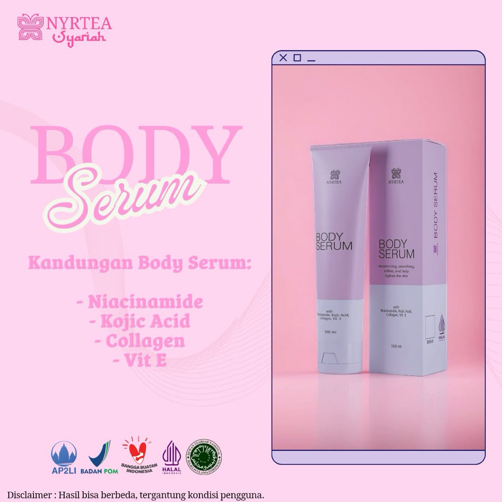 Paket 5 Tube Body Serum Nyrtea | Bodycream | Handbody | Mencerahkan Kulit | Niacinamide | Kojic Acid