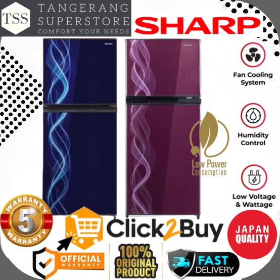 KULKAS 2 PINTU SHARP SJ-197ND SJ197ND 197ND SUPER FAST COOLING EXTRA HUMIDITY CONTROL KULKAS 2 PINTU