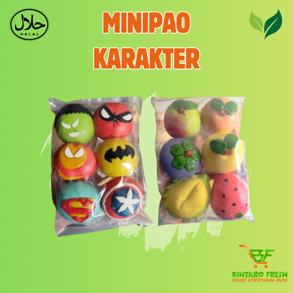 Minipao karakter isi coklat 6 pcs/Bakpao mini karakter frozen food/Bakpao mini isi coklat lumer