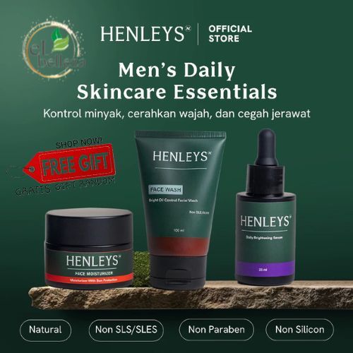 Henleys Men’s Daily Skincare Essentials | Facial Wash | Moisturizer | Brightening Serum | Mengontrol