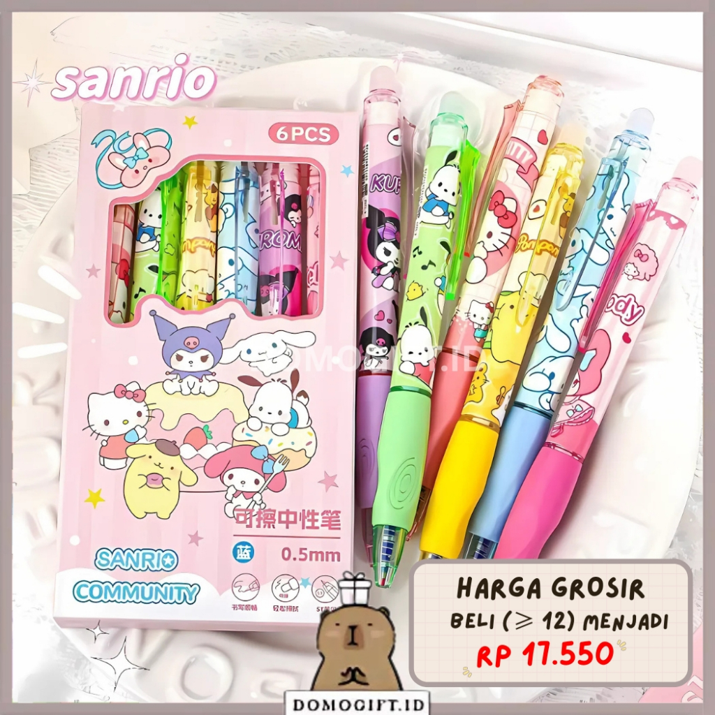 

6 Pcs Pulpen Pena Set Lucu Bisa Di Hapus Pen Erasable Kartun Gel Pena Kuromi Cinnamoroll Pena 1 Set