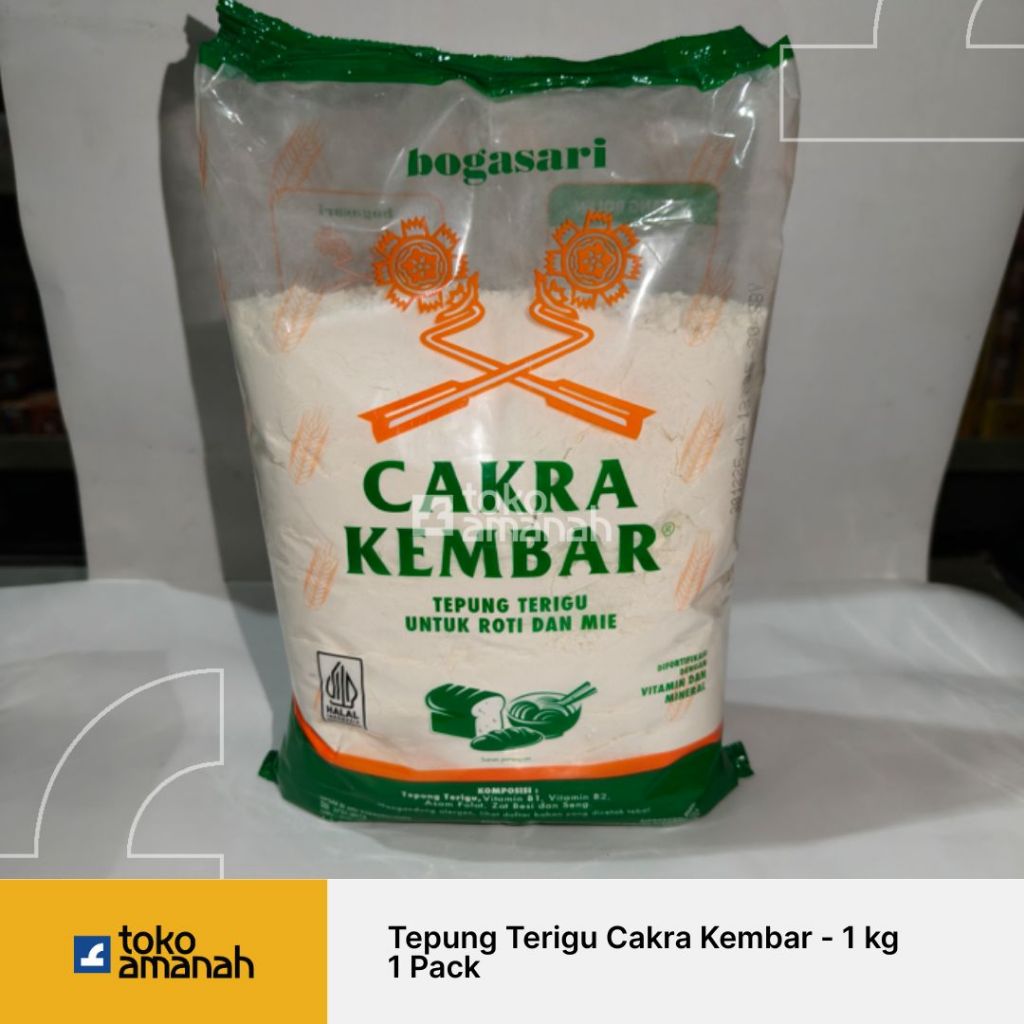 

TEPUNG TERIGU CAKRA KEMBAR 1KG BOGASARI