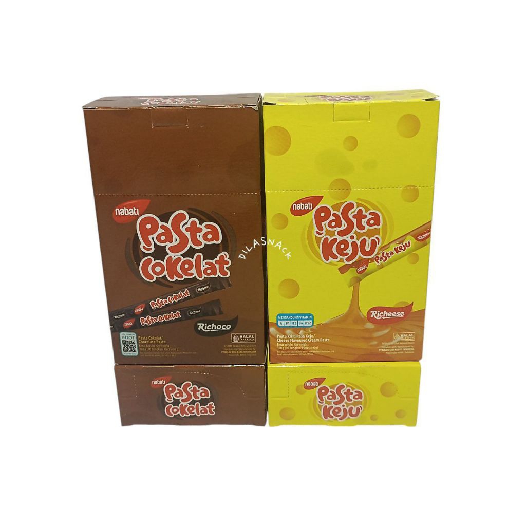 

Nabati pasta cokelat 1box isi 30pcs nabati pasta keju