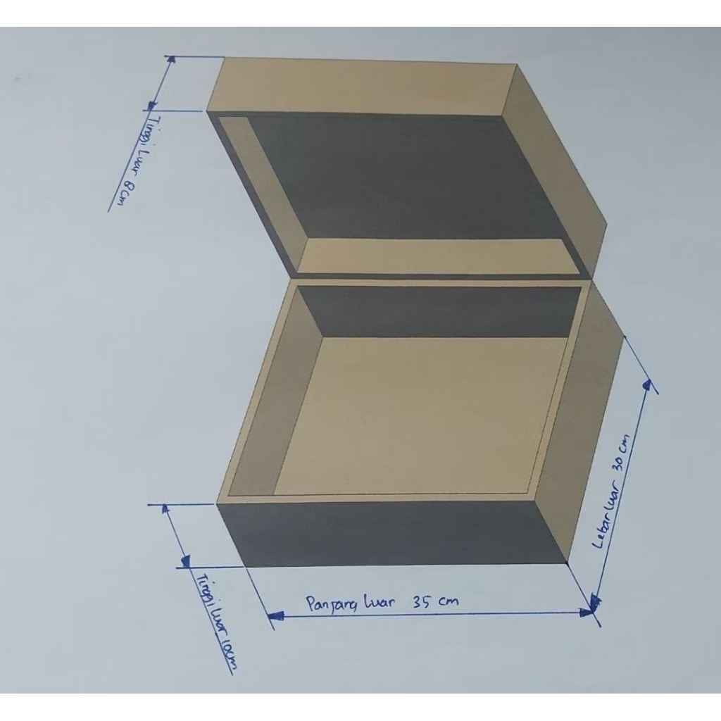 box kayu 35 x 30 x 8 x 10cm