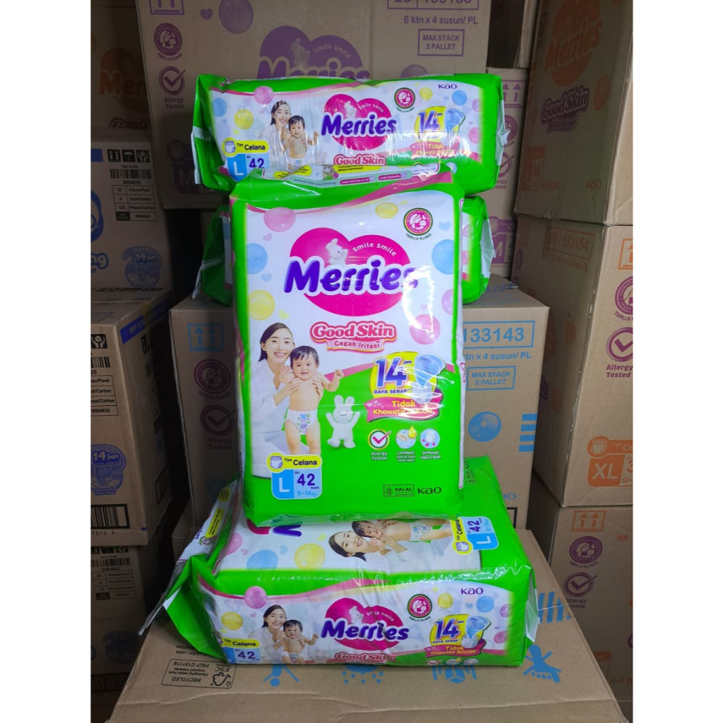Merries pants popok bayi L42 Jumbo 1ball 2ball (4 Ball = 1 Karton)