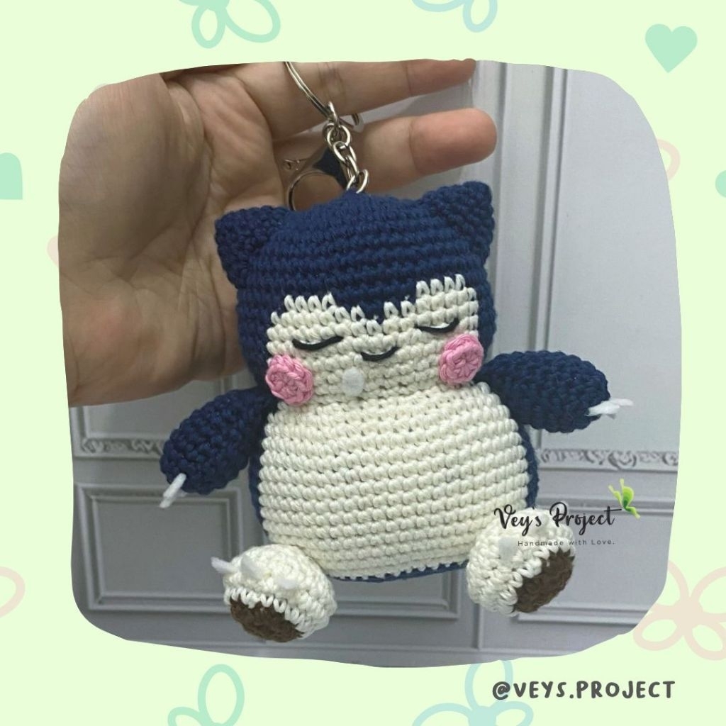 Gantungan Kunci Snorlax - Boneka Rajut Snorlax