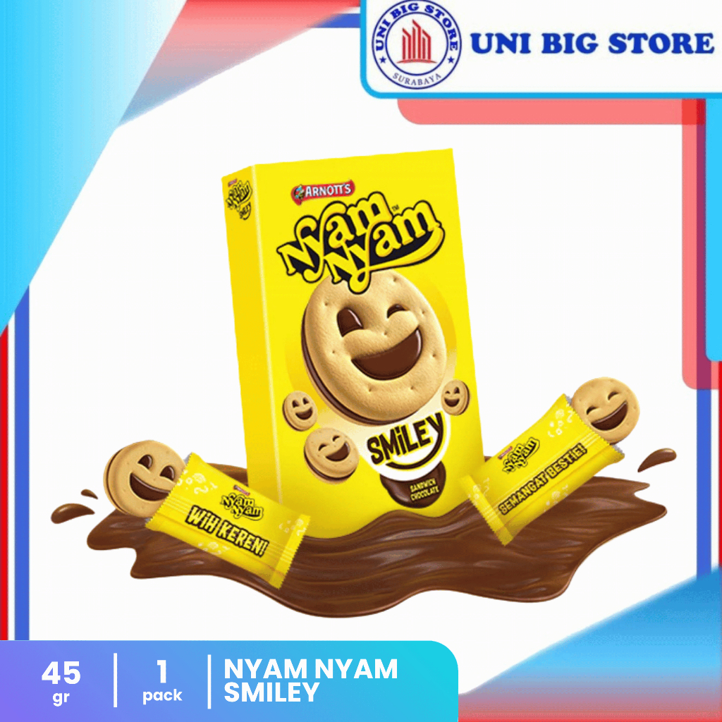 

Nyam Nyam Smiley Biscuit Chocolate Sandwich 45 gr Biskuit Coklat