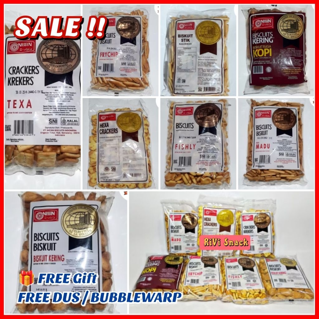 

[PROMO] KUE KERING NISSIN ANEKA RASA / TEXA / FISHLY / FRYCHIP / BISKUIT KERING / KUE LEBARAN / HANTARAN