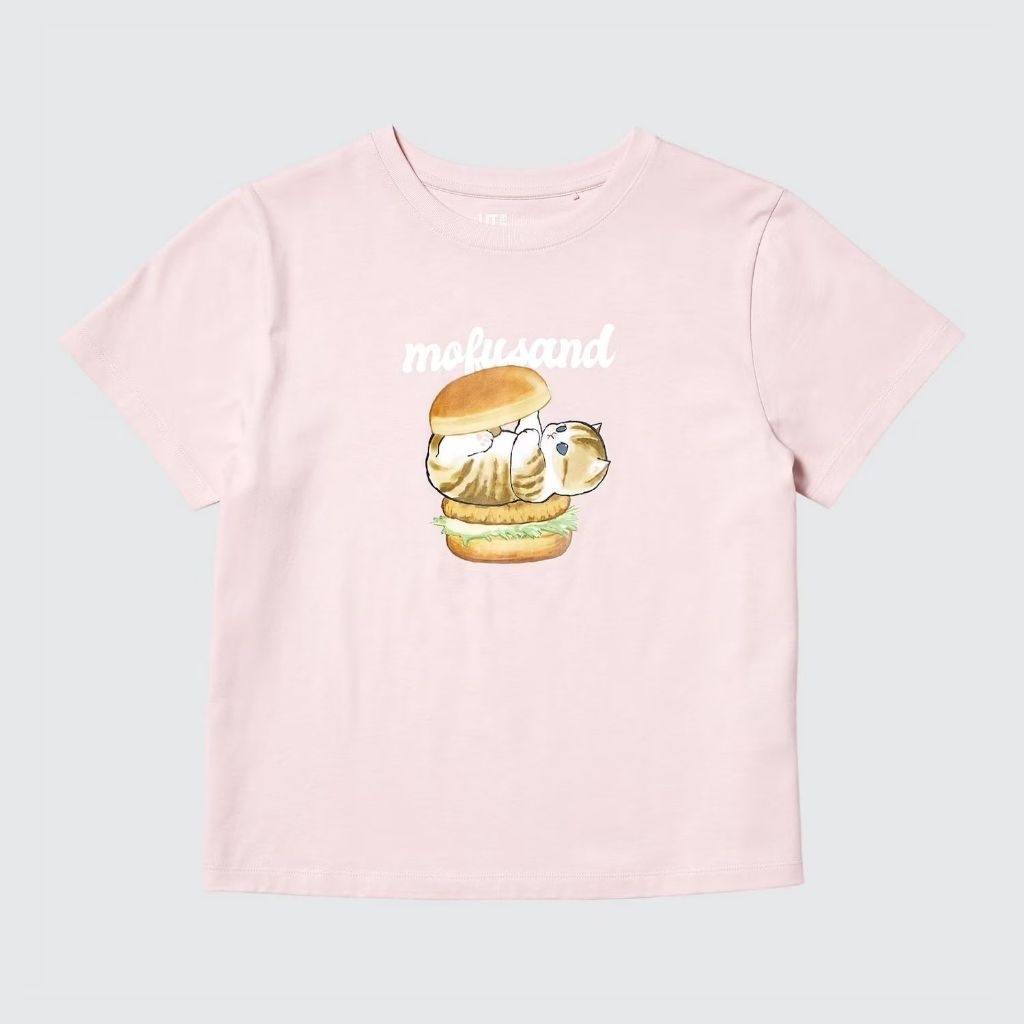 Tshirt Uniqlo x Mofusand Bread-Meow 07 | UT Mofusand Kaos Lengan Pendek - Pink Salem