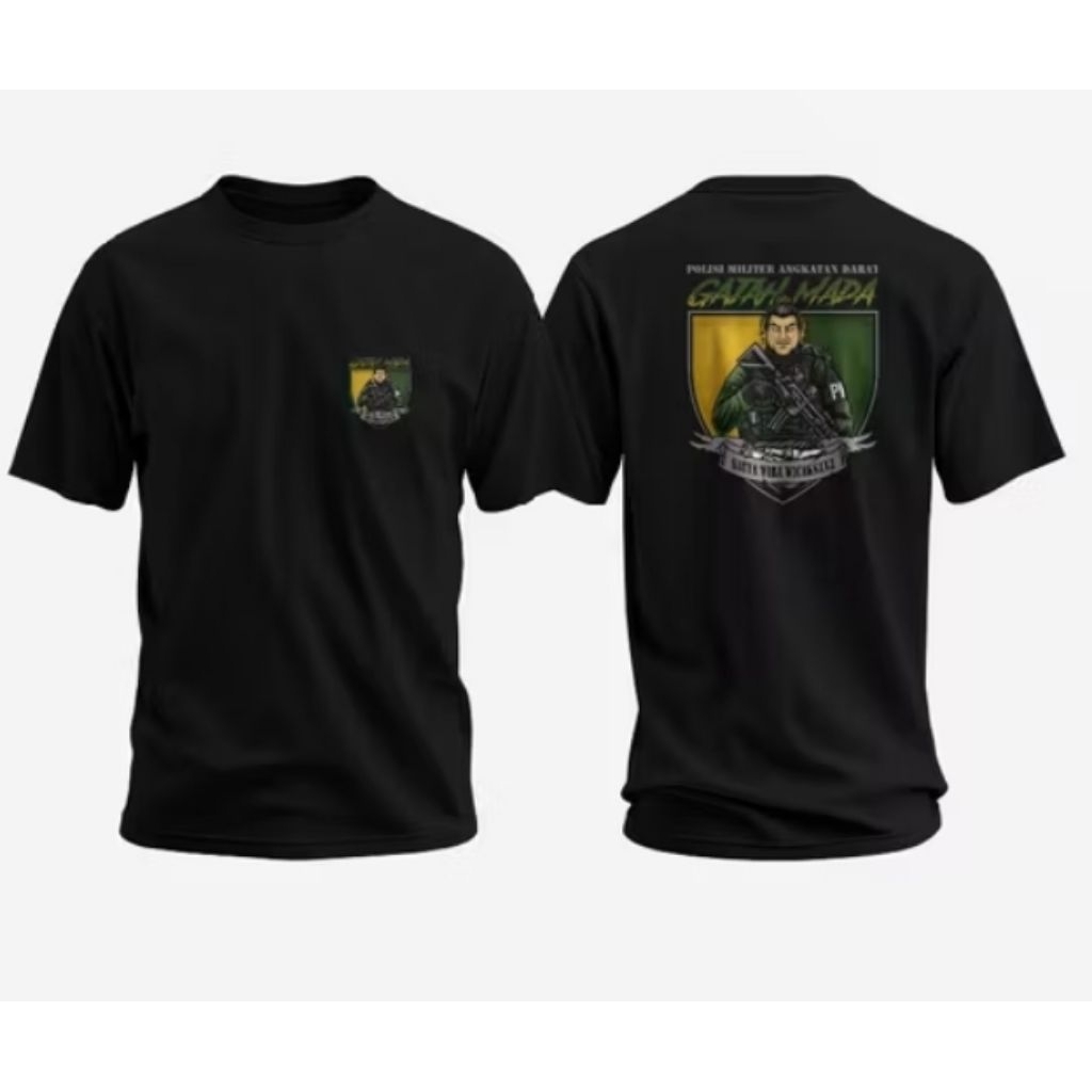 KAOS Distro Hitam Pria Army Militer Polisi TNI Gadjah Mada Lengan Pendek