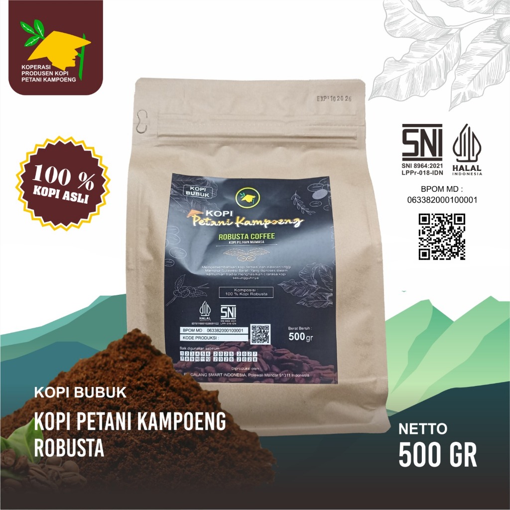 

KOPI BUBUK KOPI PETANI KAMPOENG 500gr | KOPI ROBUSTA| 100 % KOPI ASLI | KOPI MAMASA SULBAR | KOPI JUARA | KOPI INDONESIA