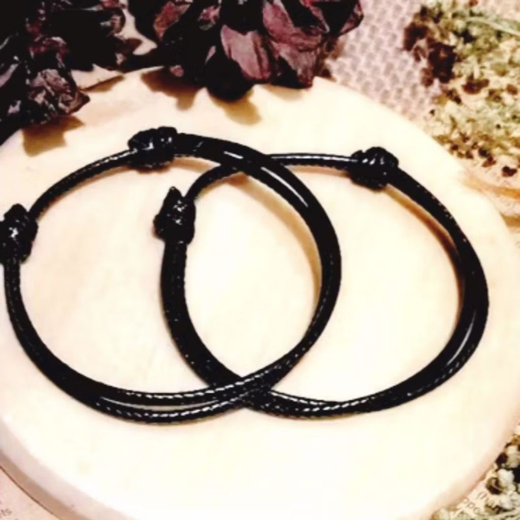 Gelang Couple Hitam Polos Tali korea