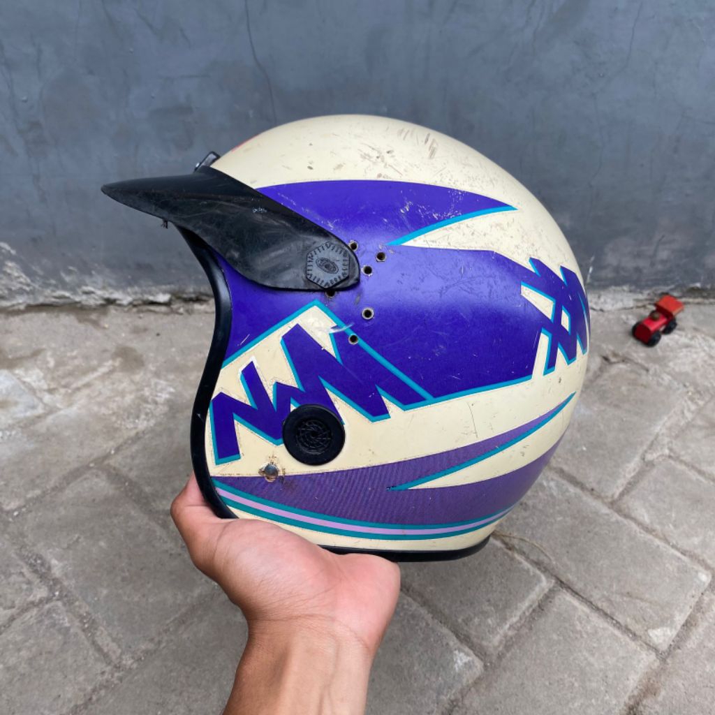 helm yamaha sumpit helm yamaha biru putih original
