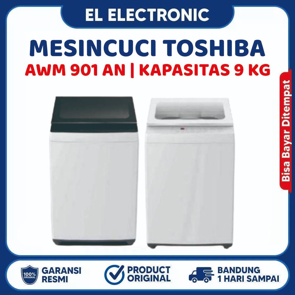 Mesin Cuci 1 Tabung TOSHIBA AWM 901 BN WW 9 KG Full otomatis