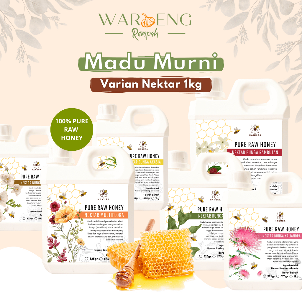 

Hanusa - 1kg Madu Murni Varian Raw Honey Asli / Waroeng Rempah Murah
