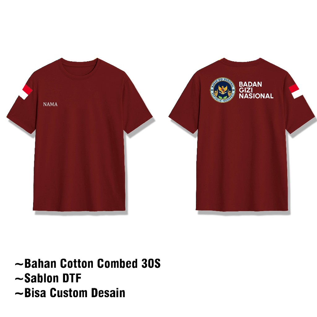 BAJU KAOS BGN BADAN GIZI NASIONAL PROGRAM MBG LENGAN PENDEK UNISEX