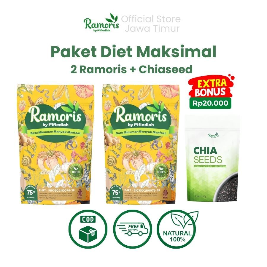 

Ramoris Teh Rimpang Diet Detok Tubuh Maksimal Sehat & Bugar + Chiaseed