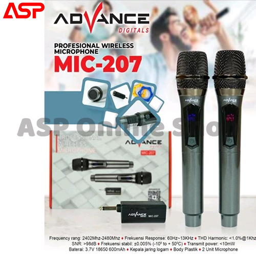 ADVANCE MIC 207 MIC-207 MIC207 Mik Mic Microphone Double Wireless Bluetooth