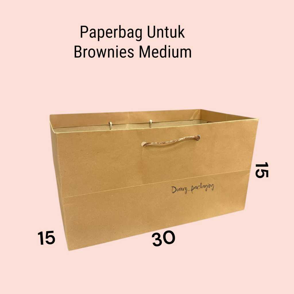 

Paper bag BROWNIES MEDIUM ukuran 30x15 | Paperbag polos coklat| tas kertas kue bolu pudding