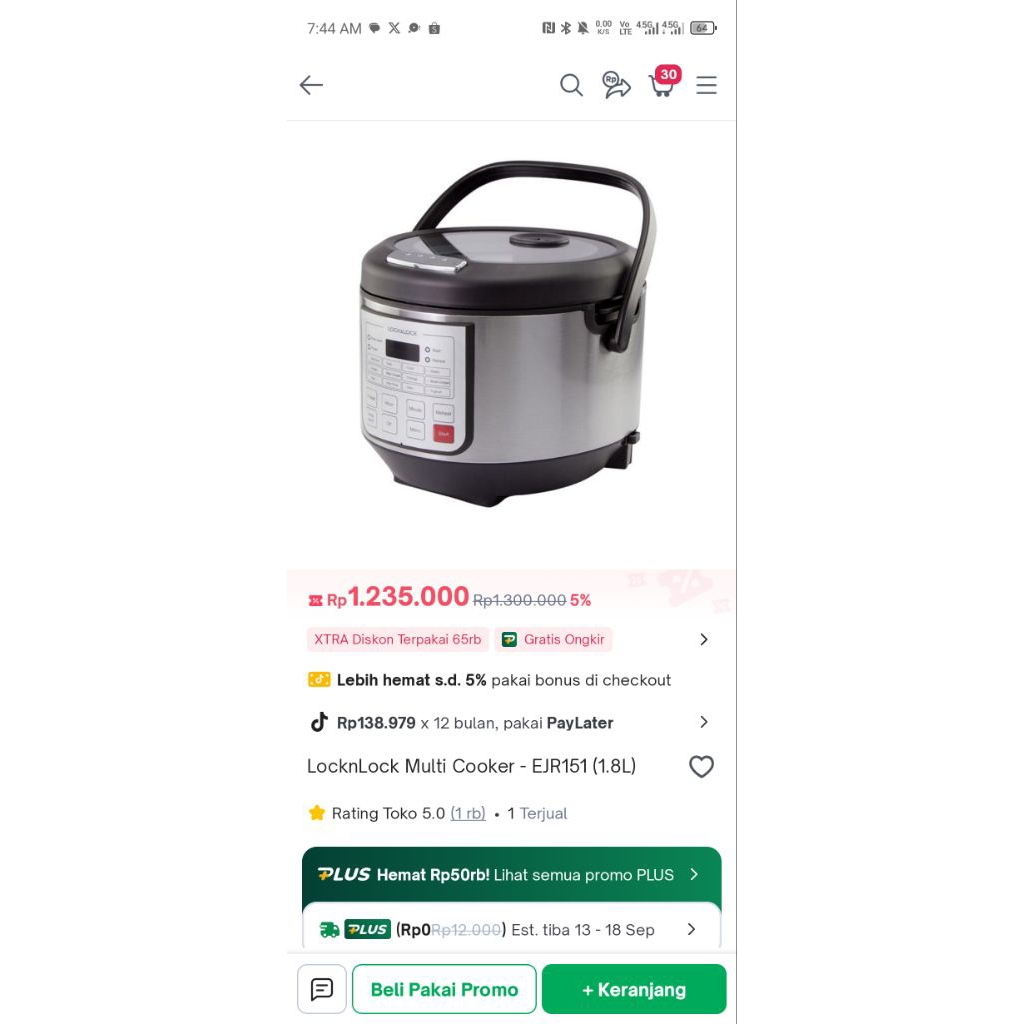 Multi Cooker Lock n lock 1.8L