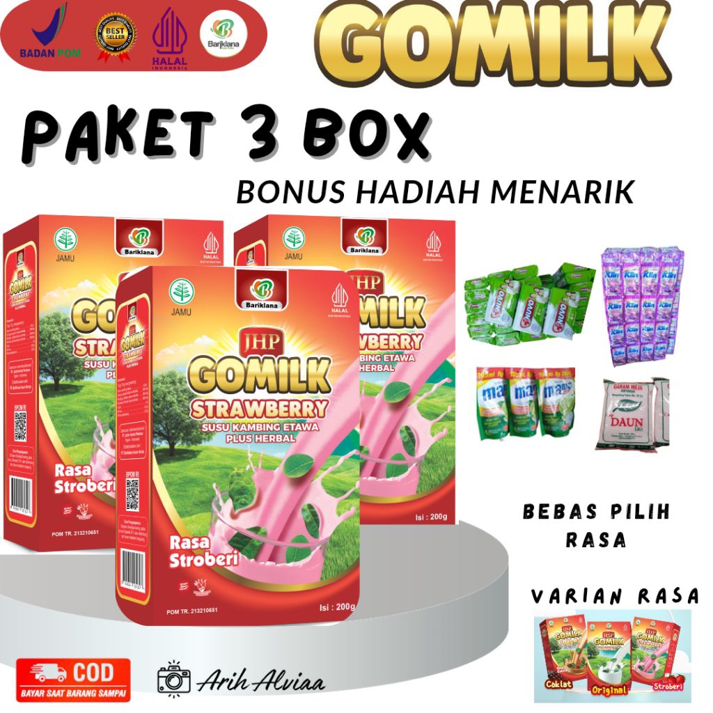 

(PAKET HEMAT) BISA COD PAKET 3 BOX Gomilk bariklana susu kambing etawa plus herbal