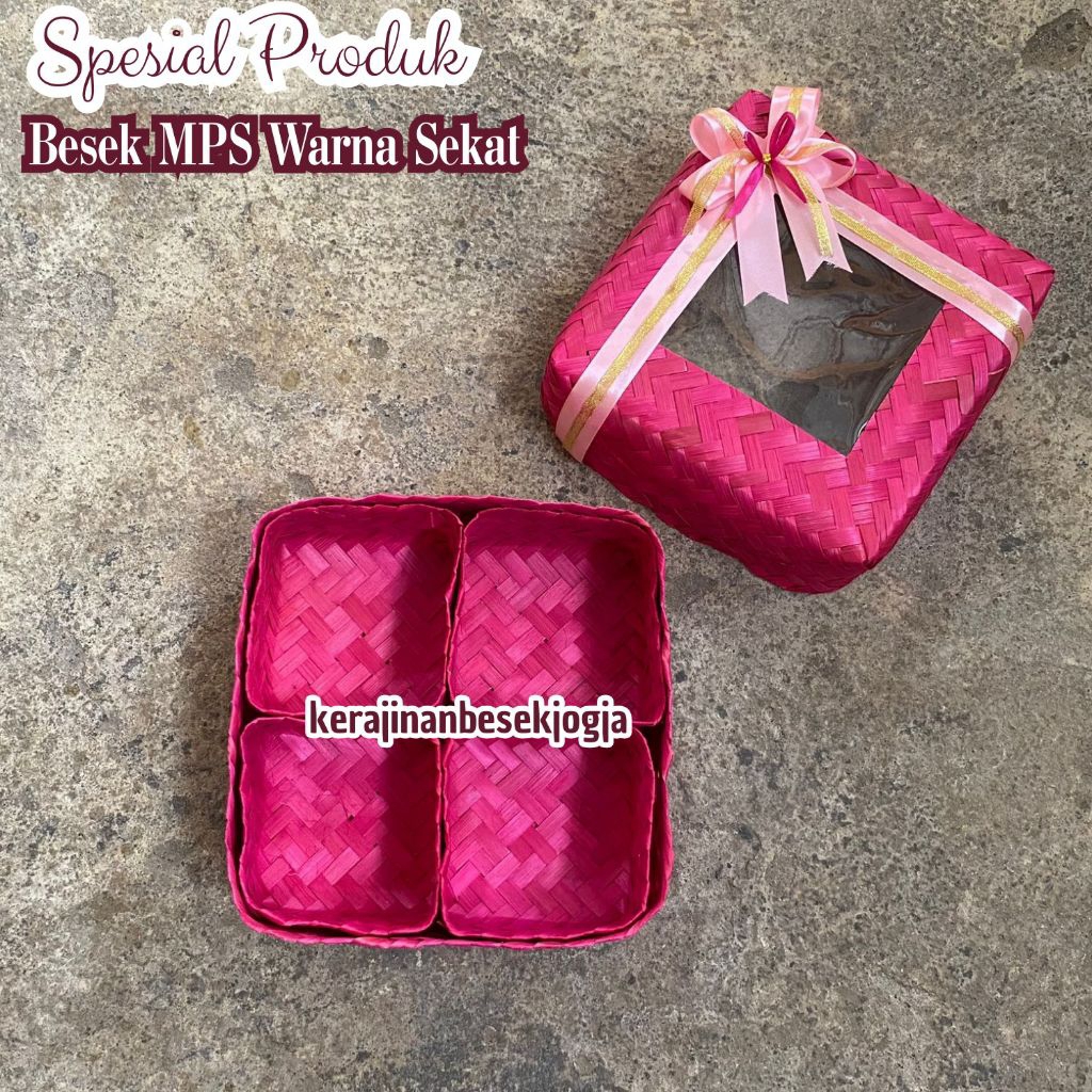 BESEK WARNA MIKA PITA SPESIAL bonus SEKAT 4pcs | besek bersekat hampers makanan besek makanan bingki