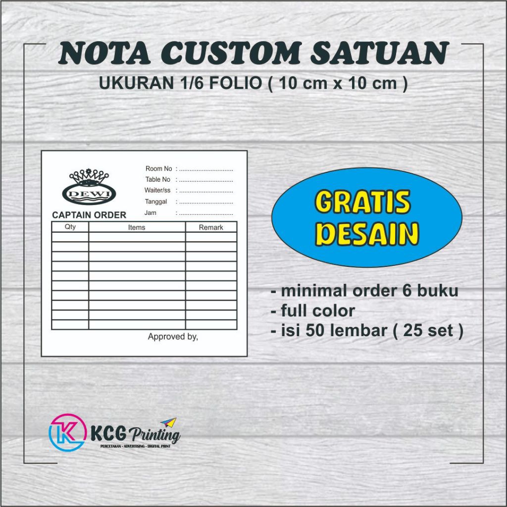 

NOTA CUSTOM ⅙ UKURAN 10 X 10 CM || 2PLY ISI 50 LEMBAR ( 25 SET )