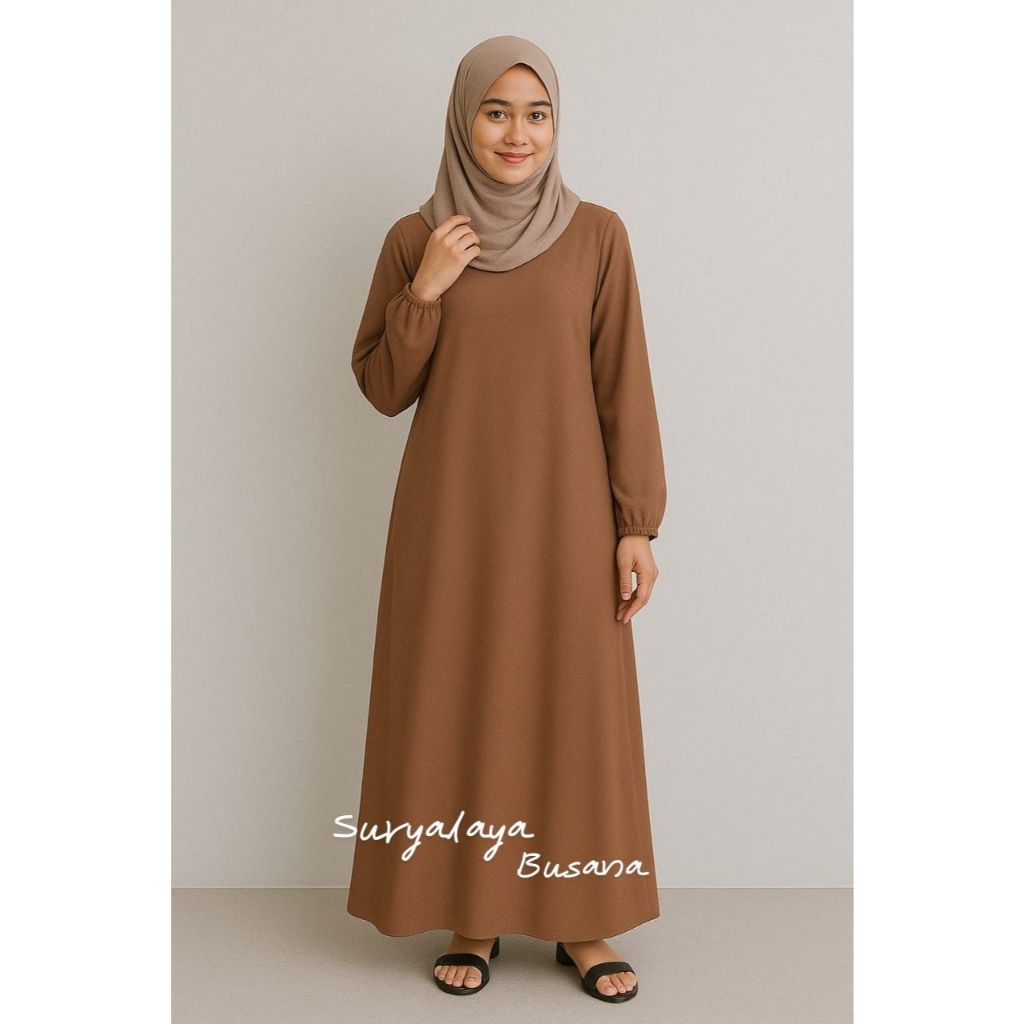 SURYALAYA BUSANA - GAMIS WOLFIS POLOS SIZE S-XXL/GAMISTERBARU/DRESS/gamis ootd/dress terbaru
