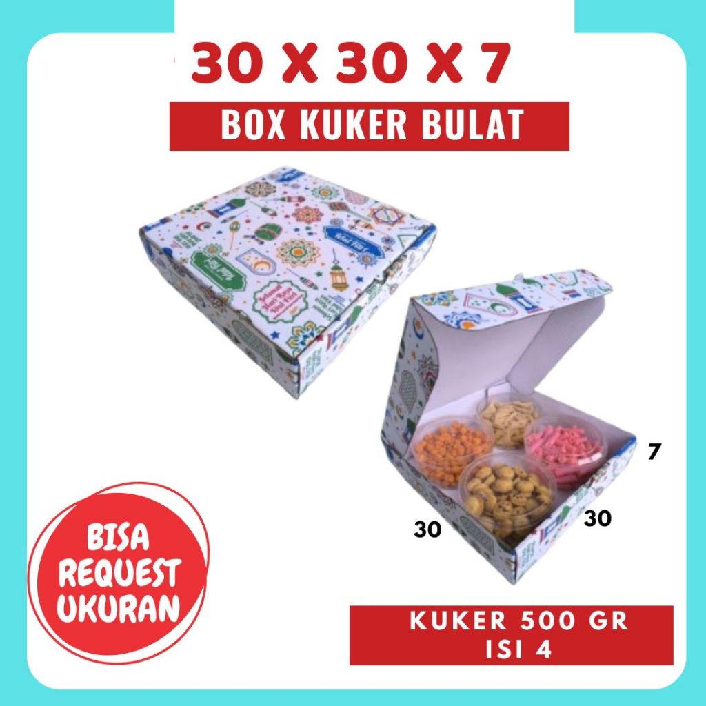

Box Kue Kering 30x30x7 Box Pizza Kuker 500 gr Isi 4 / Kardus Packing Lipat_Depan / Kuker/ Hampers/Oleh oleh/ kue_Kering Idul Fitri Polos/Motif
