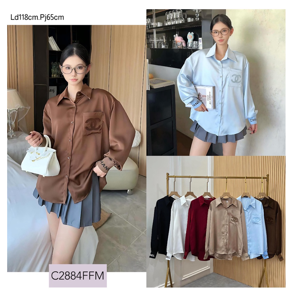 termurah kemeja ch timbul sutra tag label